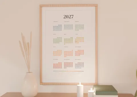 2027, A Year in Seasons shown in a room (illustrative mockup, frame not included)