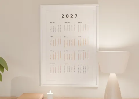 2027, A Year of Daylight shown in a room (illustrative mockup, frame not included)