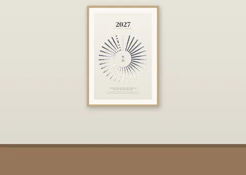 2027, A Year of Moons shown in a room (illustrative mockup, frame not included)