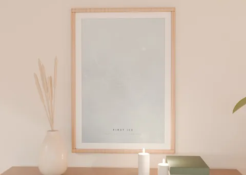 First Ice shown in a room (illustrative mockup, frame not included)