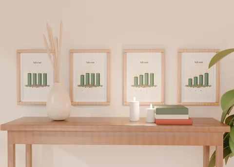 Four Candles shown in a room (illustrative mockup, frame not included)