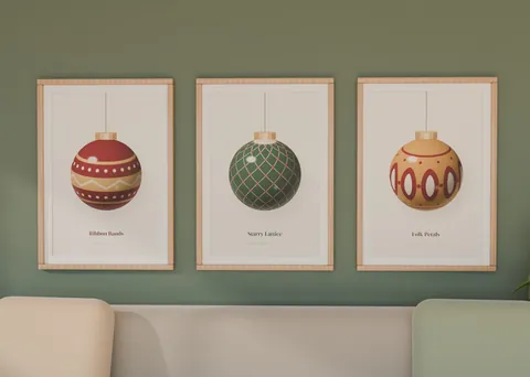 Heirloom Baubles shown in a room (illustrative mockup, frame not included)