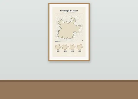 How Long Is the Coast? shown in a room (illustrative mockup, frame not included)