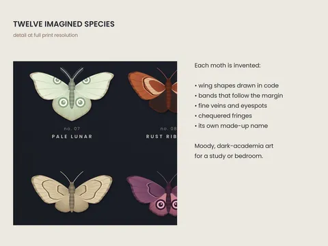 Night Moths: close-up detail with notes on the design