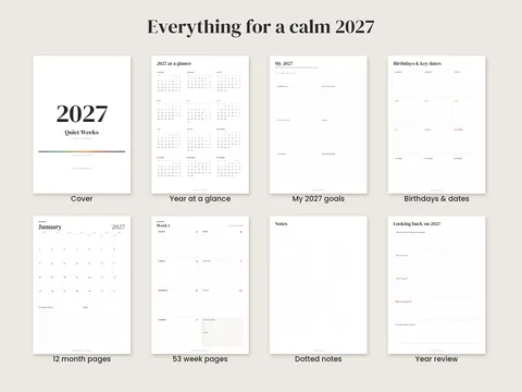 Quiet Weeks 2027: the artwork, shown flat