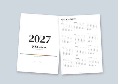 Quiet Weeks 2027 shown in a room (illustrative mockup, frame not included)