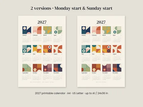 Shapes Calendar 2027: the artwork, shown flat