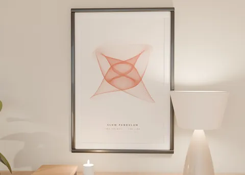 Slow Pendulum shown in a room (illustrative mockup, frame not included)