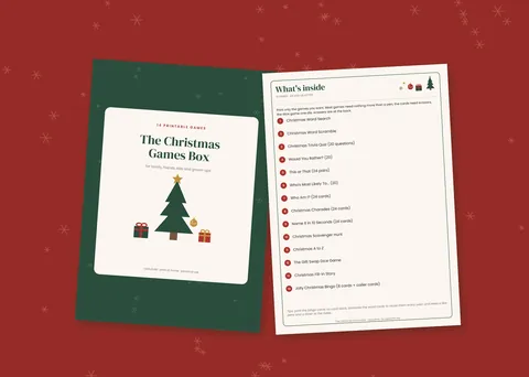 The Christmas Games Box shown in a room (illustrative mockup, frame not included)