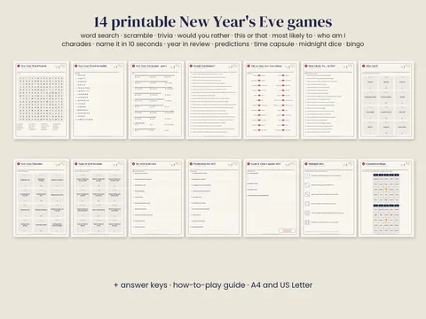 The New Year's Eve Games Box: the artwork, shown flat