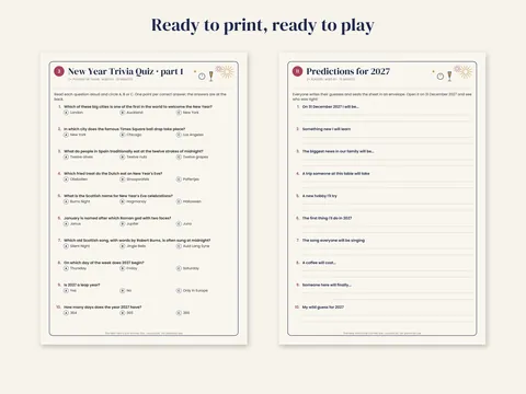 The New Year's Eve Games Box: close-up detail with notes on the design