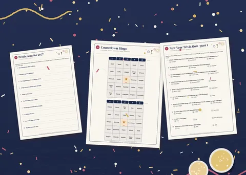 The New Year's Eve Games Box shown in a room (illustrative mockup, frame not included)