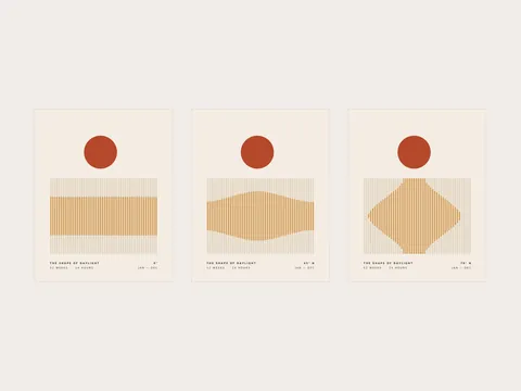 The Shape of Daylight: all prints in the set, shown flat without frames