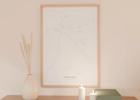 Tracks in Snow shown in a room (illustrative mockup, frame not included)