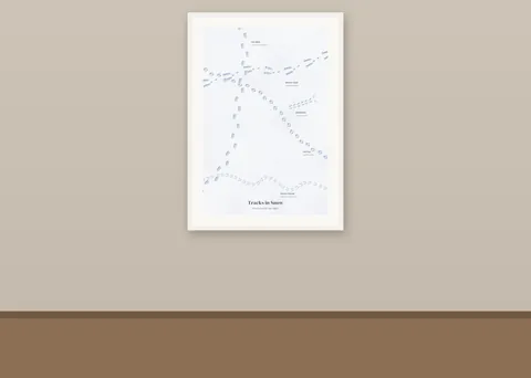 Tracks in Snow shown in a room (illustrative mockup, frame not included)