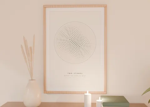 Two Stones shown in a room (illustrative mockup, frame not included)