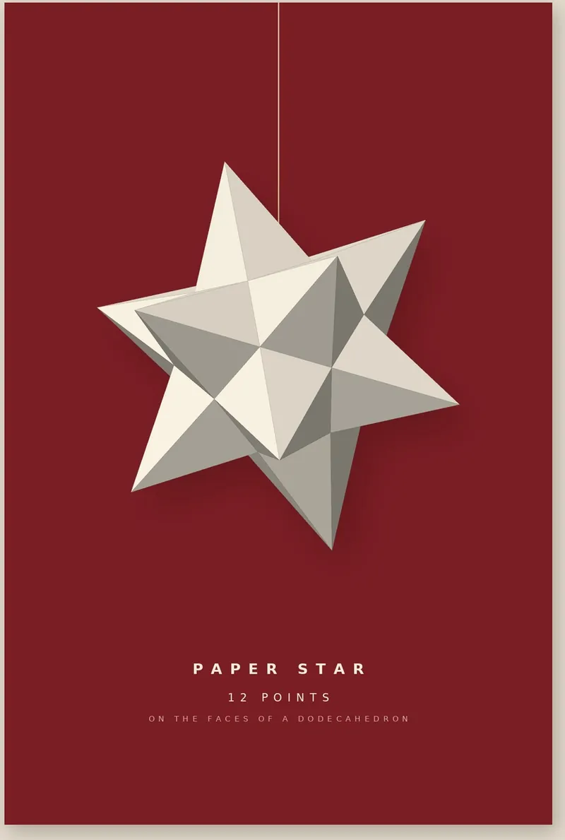 Paper Stars: a folded red paper star on cream